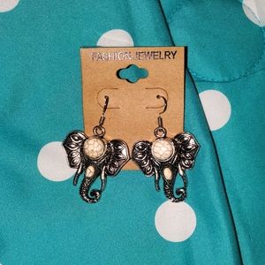 Stone Elephant Head Earrings